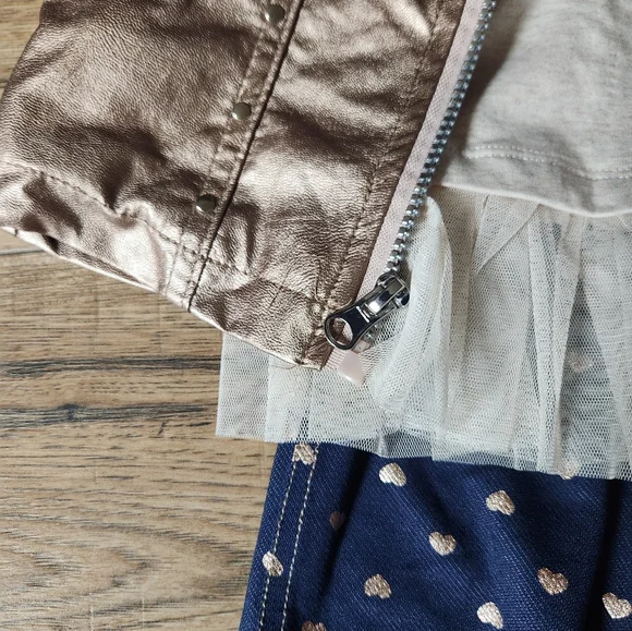 Little Lass 3-piece Metallic Heart Full of Love Jacket/Shirt/Pants Set Size 3T - Picture 5 of 16